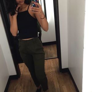 calvary twill high waisted pleated pants